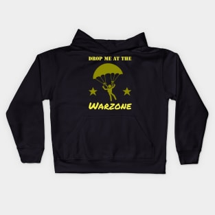 Drop Me At The Warzone Parachute Gamer Kids Hoodie